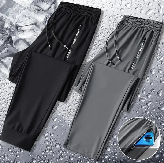 Combo of 2 Men's Sports Regular Fit Lycra Cool Track Pant with Two Side Pockets ( Black + Grey )