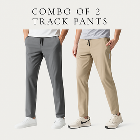 Combo of 2 Men's Sports Regular Fit Lycra Cool Track Pant with Two Side Pockets ( Black + Grey )